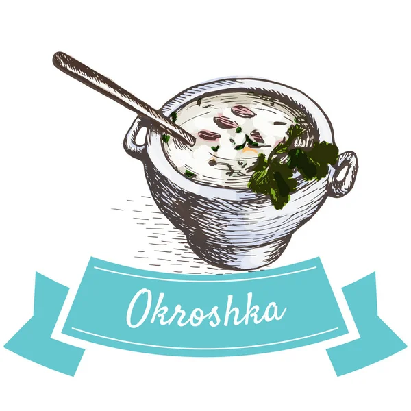 Okroshka ilustración colorida . — Vector de stock