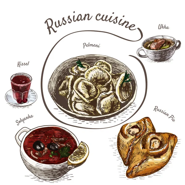 Menu di Russia illustrazione colorata . — Vettoriale Stock