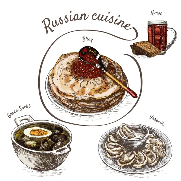 Menü von Russland bunte Illustration. — Stockvektor