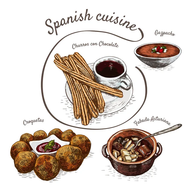 Menu de Espagne illustration colorée . — Image vectorielle