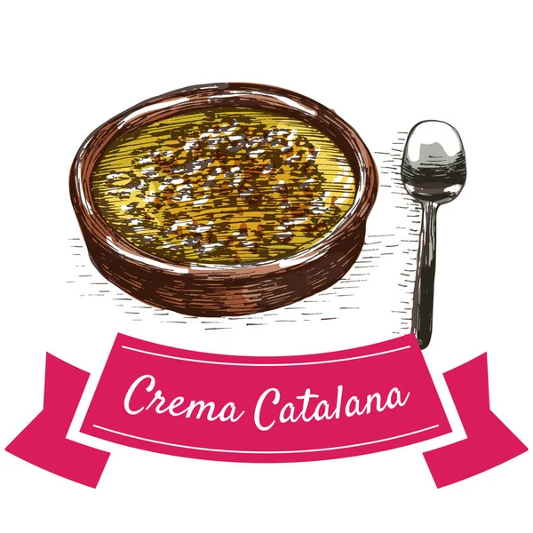 Crema Catalona renkli resimde. — Stok Vektör