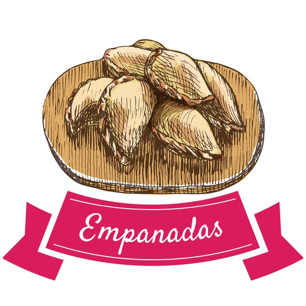 Empanadas renkli resimde. — Stok Vektör