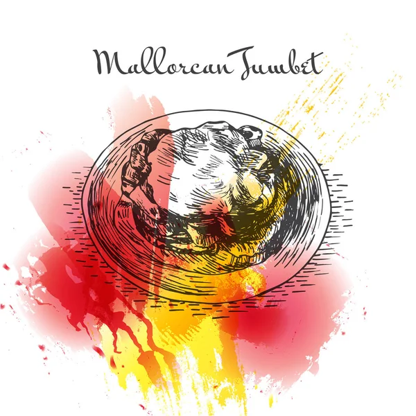 Tumbet mallorquín colorido efecto acuarela ilustración . — Vector de stock