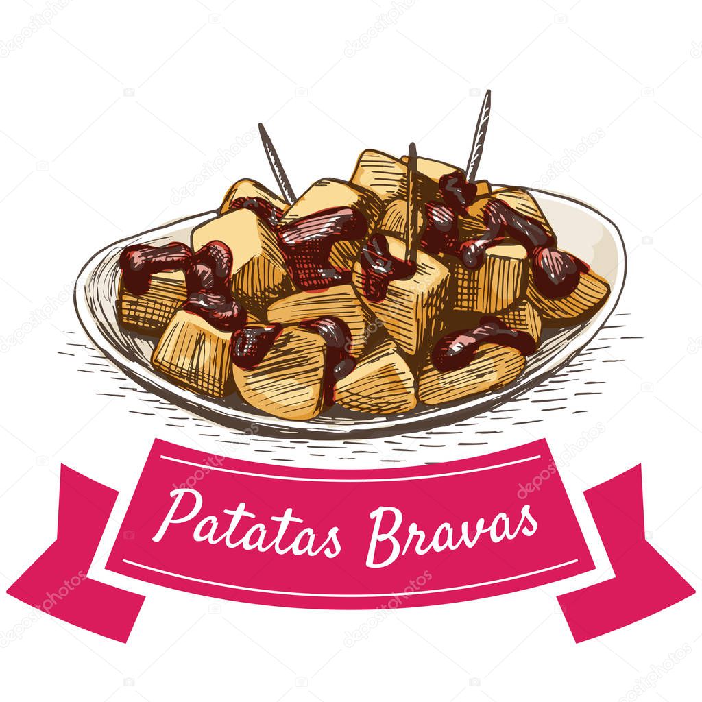 Patatas bravas colorful illustration. — Archivo Imágenes Vectoriales © messer16 129923320