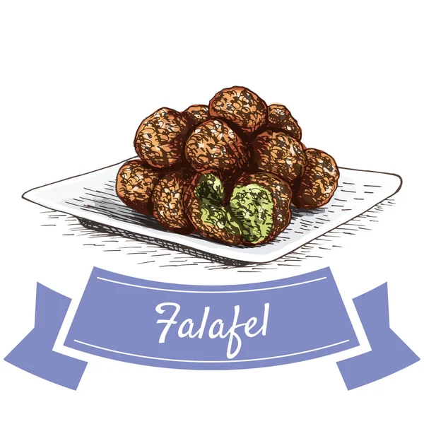 Falafel ilustracja kolorowy. — Wektor stockowy