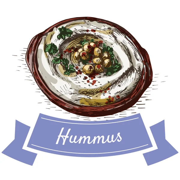 Hummus ilustrație colorată . — Vector de stoc