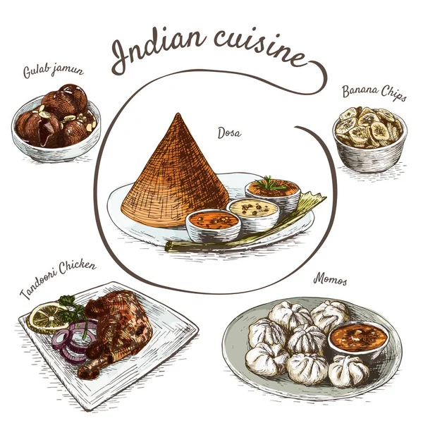 印度色彩丰富的插画的菜单. — 图库矢量图片