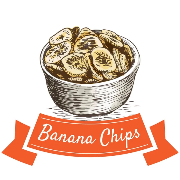 Banana chips ilustração colorida . — Vetor de Stock