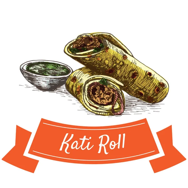 Kati Roll renkli resimde. — Stok Vektör