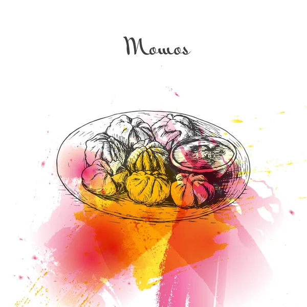 Momos watercolor efeito ilustração . — Vetor de Stock