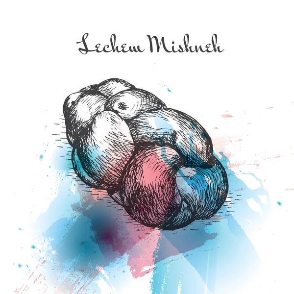 Lechem Mishneh vattenfärgseffekt illustration. — Stock vektor