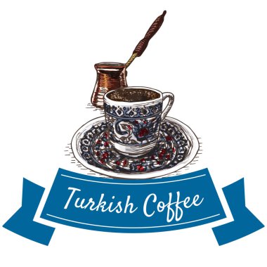 Türk kahvesi renkli resimde.
