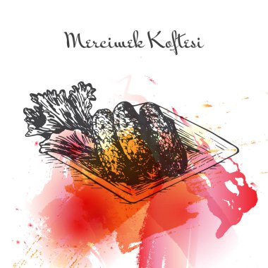 Mercimek sos suluboya efekti illüstrasyon.