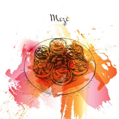 Meze suluboya efekti illüstrasyon.