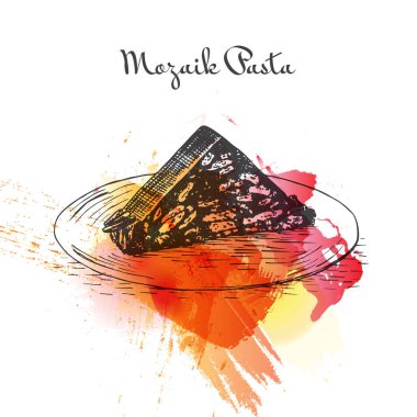 Mozaik Pasta suluboya efekti illüstrasyon.