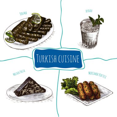Türk mutfağı vektör renkli çizim