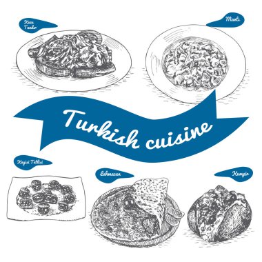 Türk mutfağı tek renkli vektör çizim