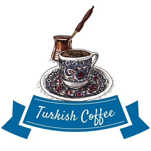 Café turco ilustración colorida . — Vector de stock