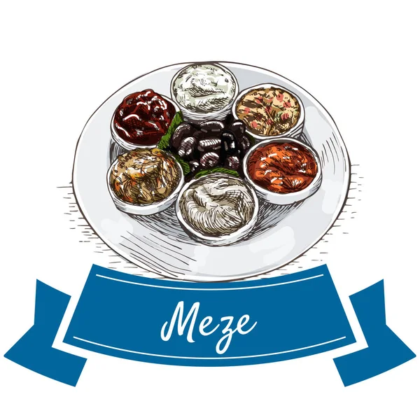 Illustration colorée Meze . — Image vectorielle