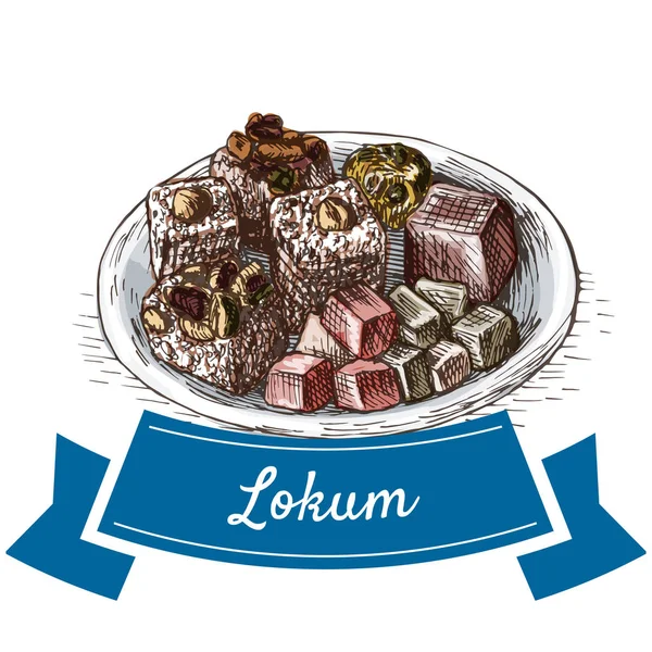 Lokum illustrazione colorata . — Vettoriale Stock