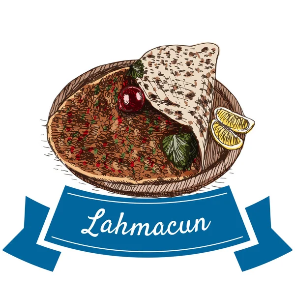 Lahmacun bunte Illustration. — Stockvektor