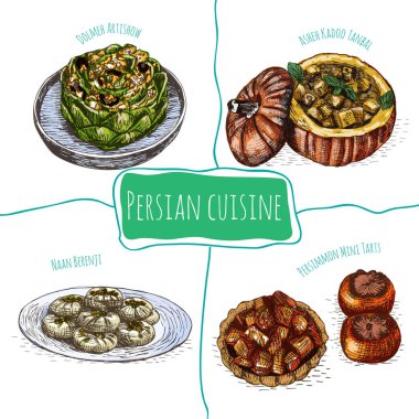 İran menü renkli resimde.