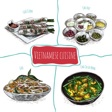 Vietnamese menu colorful illustration. clipart