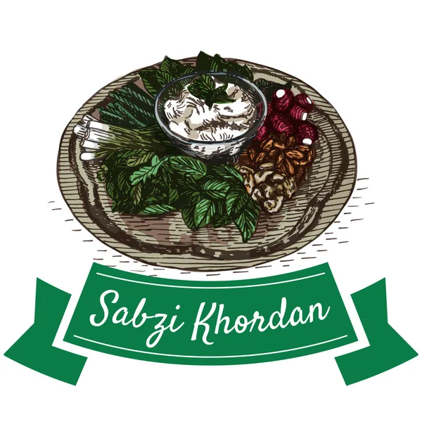 Sabzi Khordan illustrazione colorata . — Vettoriale Stock