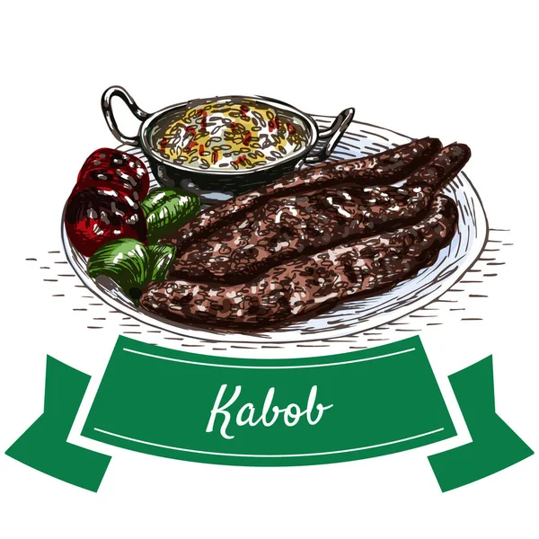 Kabob färgglada illustration. — Stock vektor