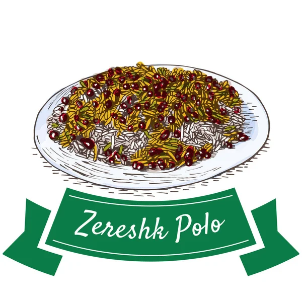 Zereshk Polo colorido ilustración . — Vector de stock