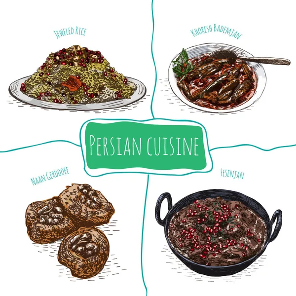 Menu iranien illustration colorée . — Image vectorielle