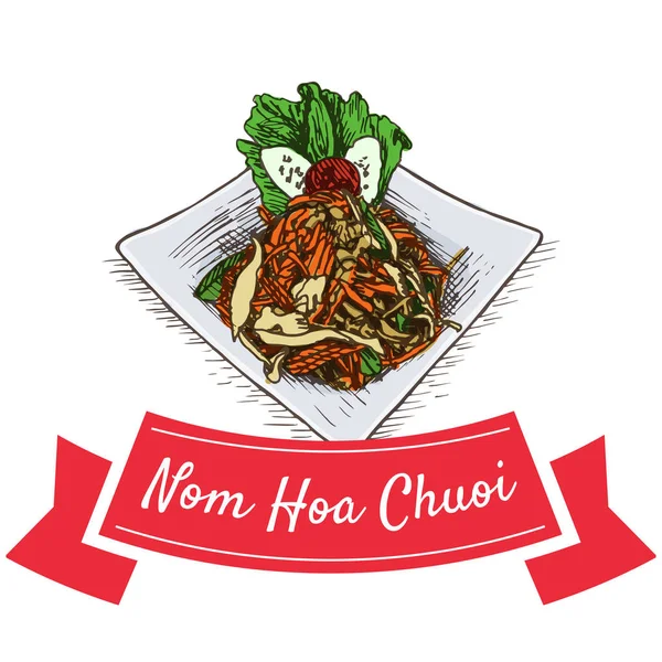 Nom Hoa Chuoi colorful illustration. — Stockvector