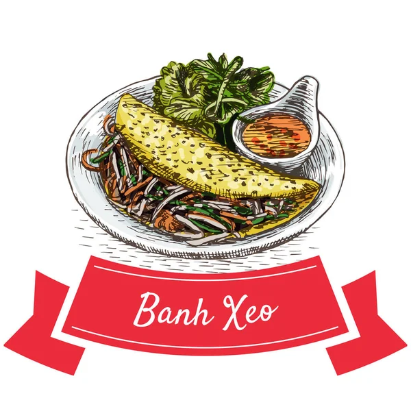 Banh Xeo барвисті ілюстрації . — стоковий вектор