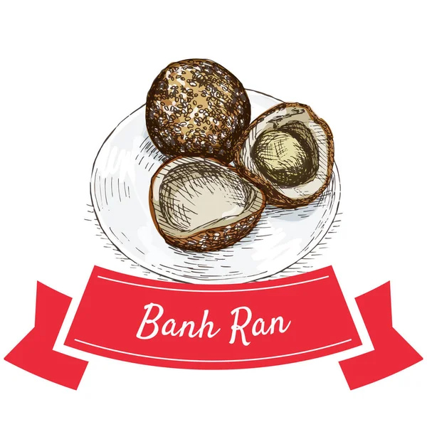 Banh Ran barevné ilustrace. — Stockový vektor