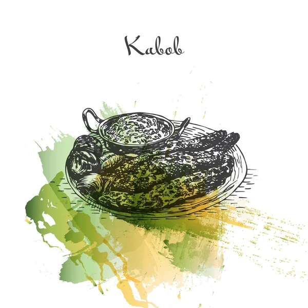 Kabob watercolor effect illustration. — Stock Vector