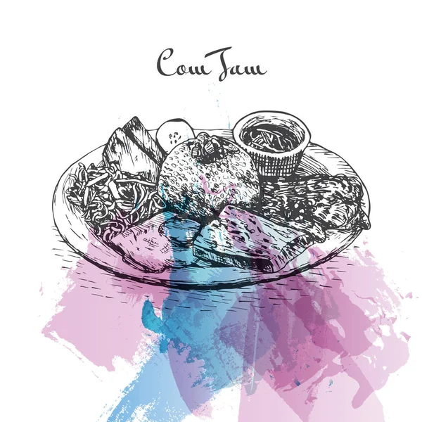 Com Tam suluboya efekti illüstrasyon.