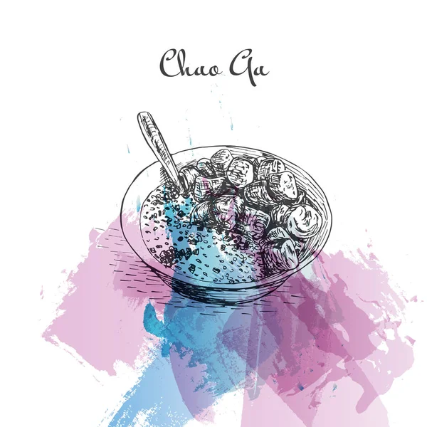 Chao Ga watercolor effect illustration. — Stock Vector