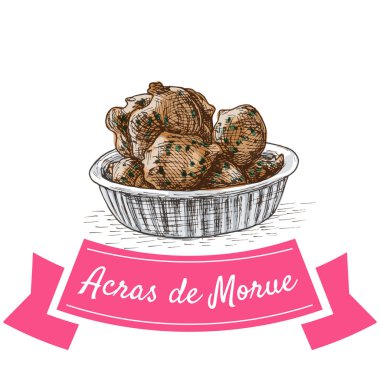 Acras de Morue colorful illustration.