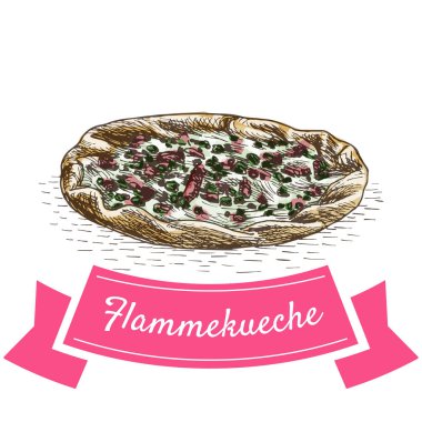 Flammekueche renkli resimde.