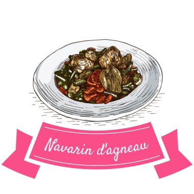 Navarin d'Agneau colorful illustration.