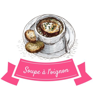 Soupe a l'Oignon colorful illustration.