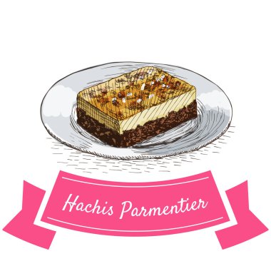 Hachis Parmentier colorful illustration.