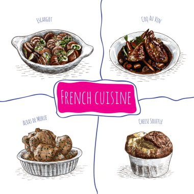 Fransız menü renkli resimde.