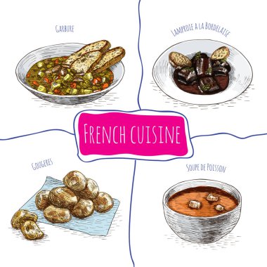 Fransız menü renkli resimde.