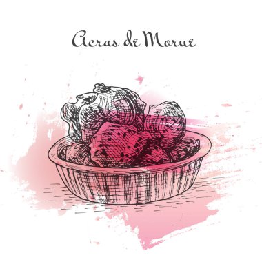 Acras de Morue watercolor effect illustration.
