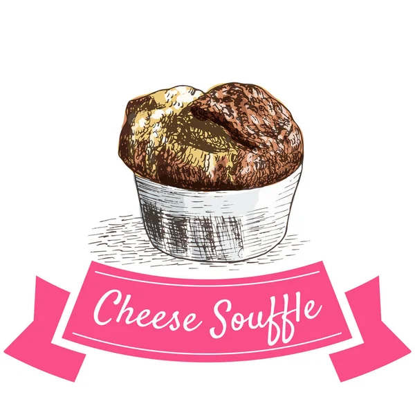 Souffle de queso ilustración colorida . — Vector de stock