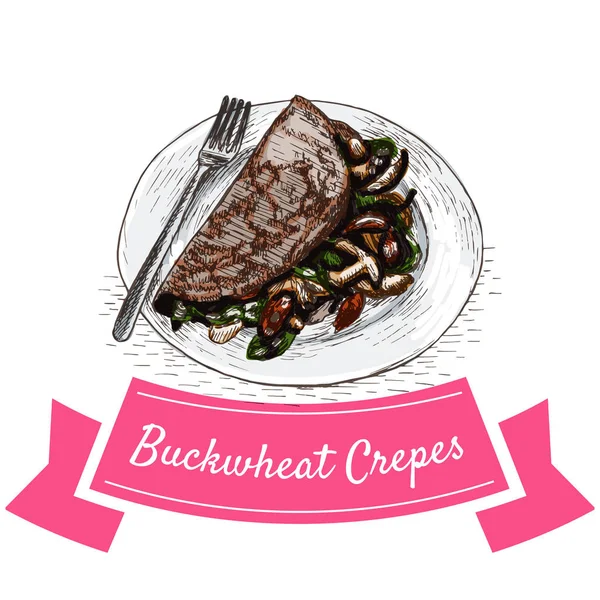 Buchweizen-Crêpes bunte Illustration. — Stockvektor