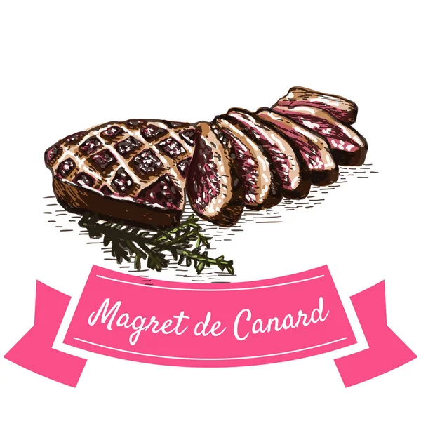 Magret de Canard colorful illustration. — Stockvector