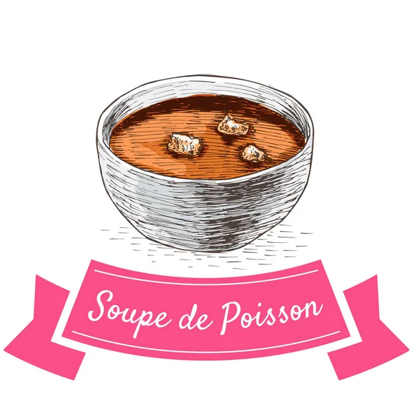 Soupe de Poisson ilustración colorida . — Vector de stock