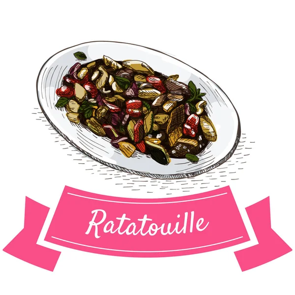 Ratatouille színes illusztráció. — Stock Vector